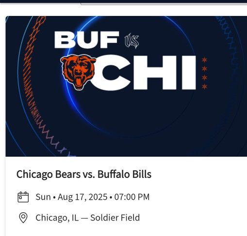 4 Tickets Chicago Bears Vs Buffalo Bills