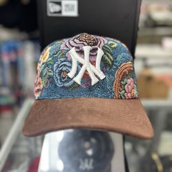 New York Yankees Jacquard made fabric SnapBack Hat Brown Suede Visor