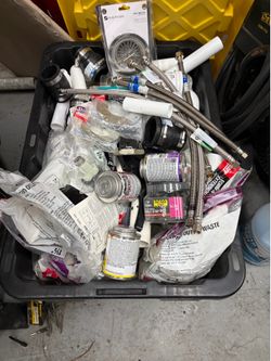 Bucket of plumber hardware