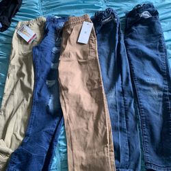 Kids Jeans 3 New Blue  Ripped No Tags And 2 Brown With Tags  Total 5 Sizes 10 And 12  15 For All 