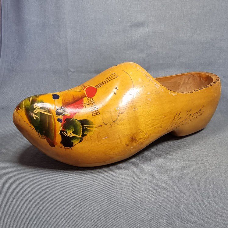 Vintage Dutch Hand Made Wooden Clogs Made In Holland 13"

