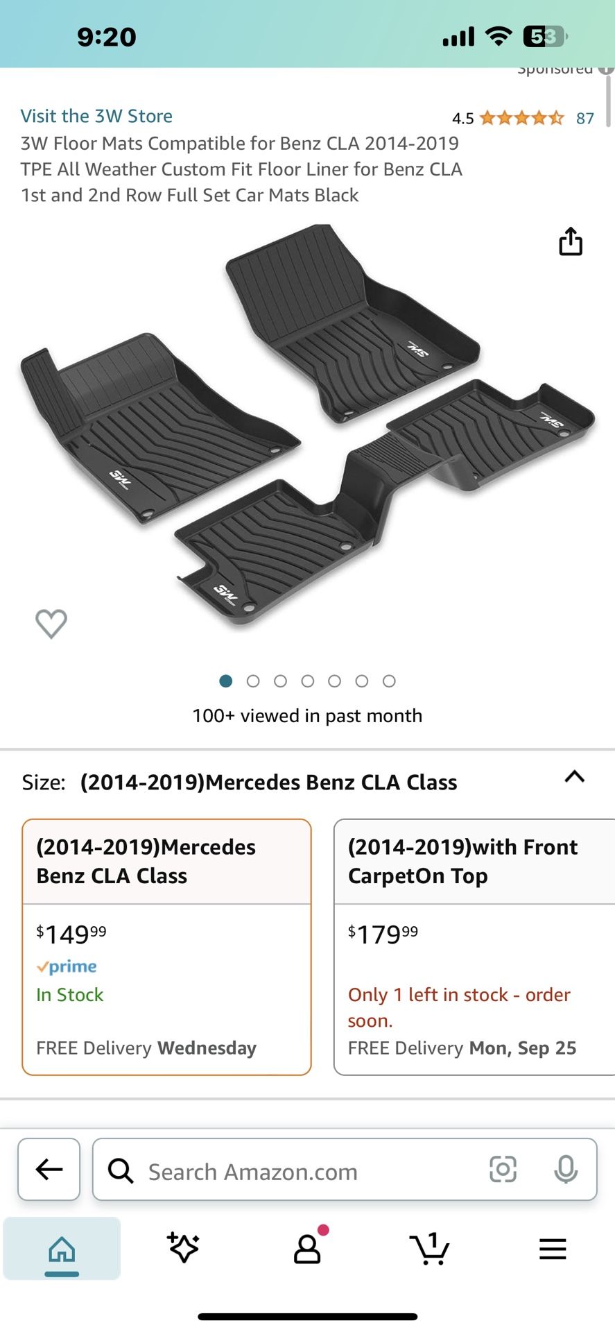 Mercedes Cla250 Floor Mats