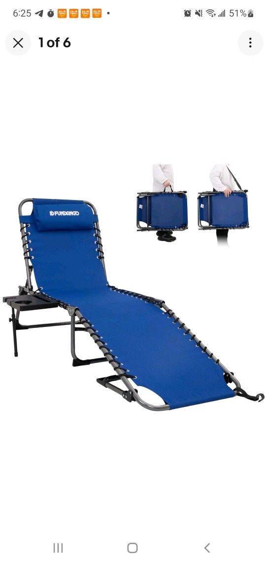 🔥 BRAND NEW Folding Chaise Lounge Chair w/ Side Table – Heavy Duty • Portable • 265lb Capacity