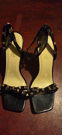 Black Studded Anna Michelle  Ankle-Strap Heels - Women's Dress Sandals Size 10