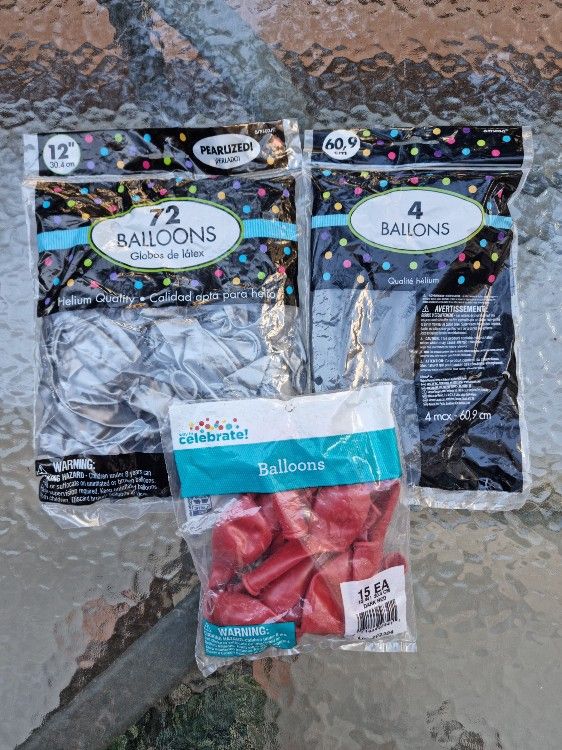 Set Balloons Black Silver Red