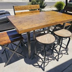 Wood & Metal Dining Set 