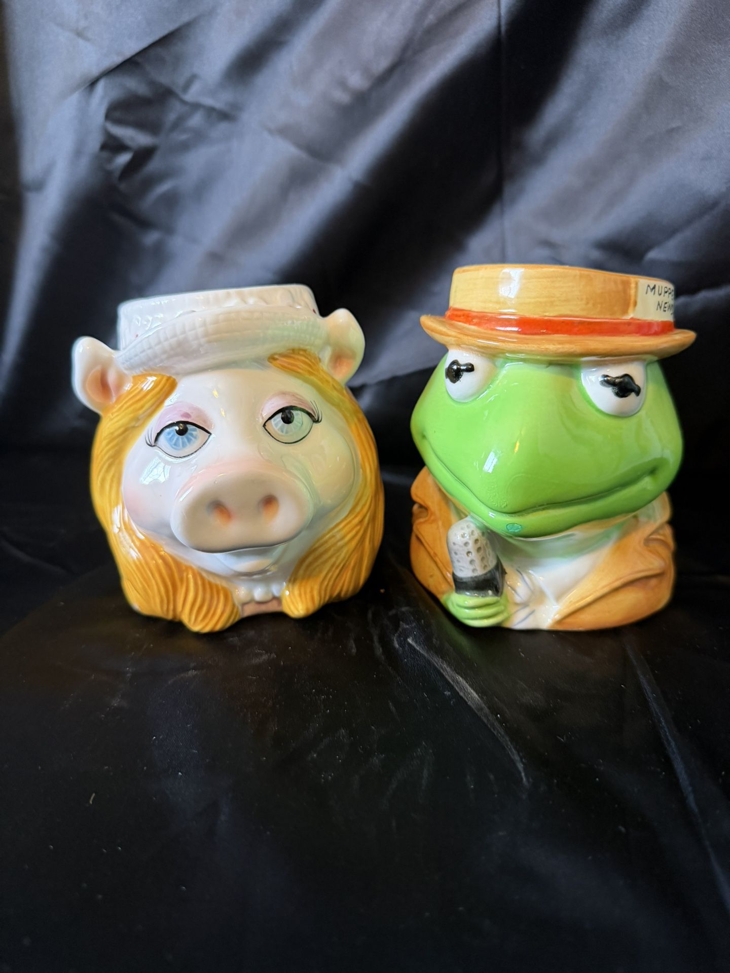 Adorable Muppets Sigma Tastesetter Japan Ceramic Cups/Mugs Kermit & Miss Piggy