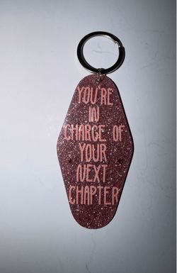 Pink Glitter Retro Motel Keychain