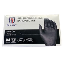 GP Nitrile Examination Gloves – Black, Size L, 100 pcs Box
