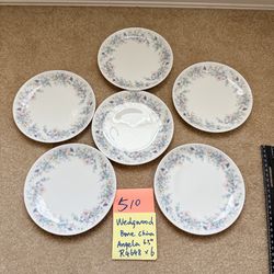 Wedgwood Angela collection bone china 6 plates 6.5"