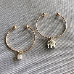 Two Gold Plated Charm Bangles Bracelets