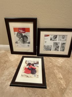 Three Maghony Color Picture Frames 