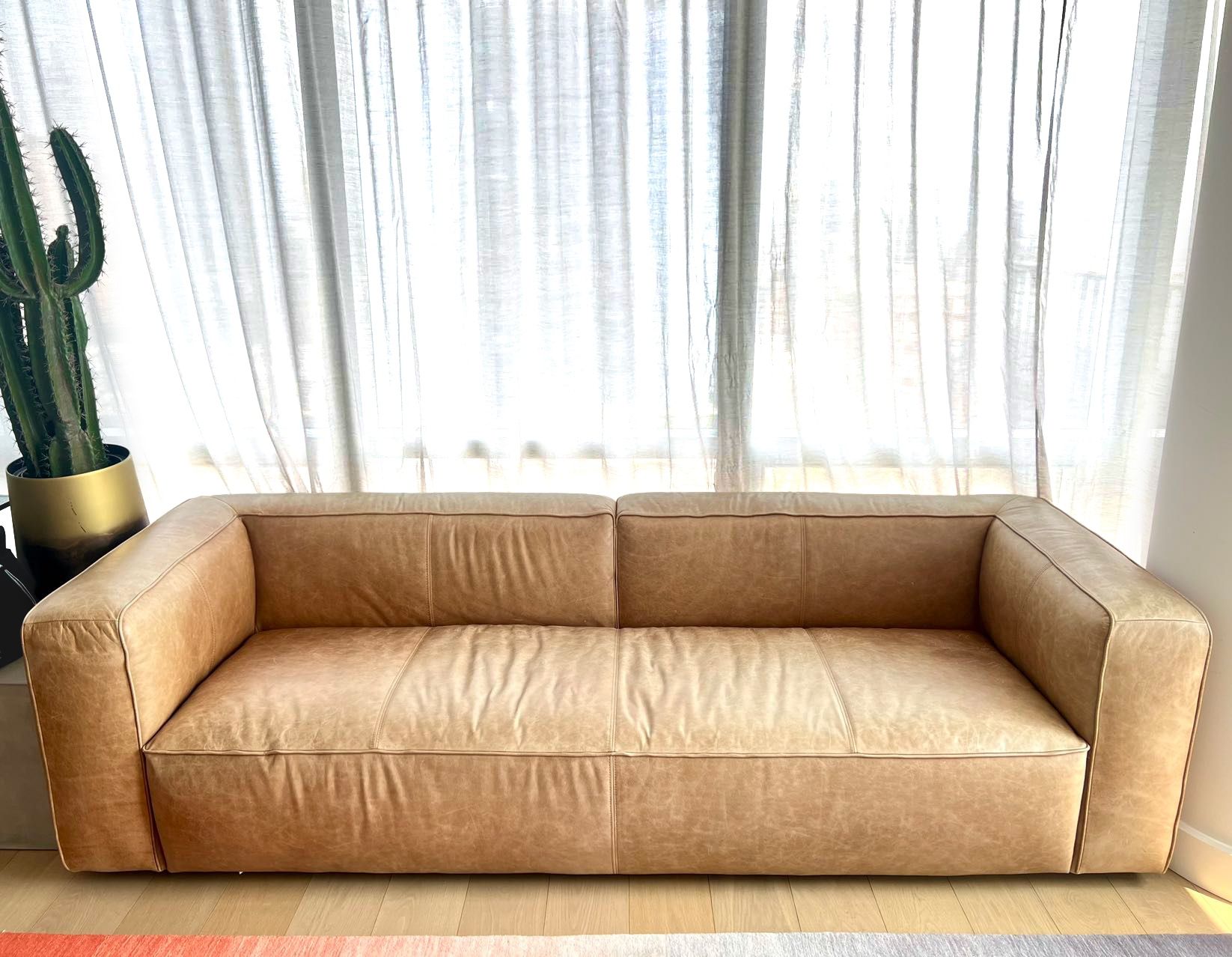 CB2 LENYX 104" LEATHER EXTRA LARGE SOFA