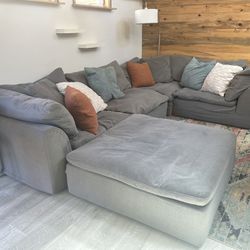 Down Filled Cloud Sectional Couch | Sofa With Ottoman By Sunset Trading 