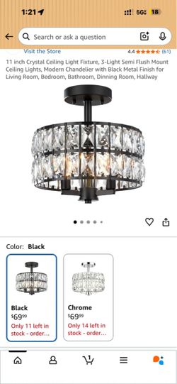 BRAND NEW 3-Light Crystal Ceiling Light – $50