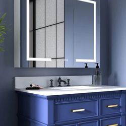 ExBrite Defog LED Bathroom Medicine Cabinet with Mirror, 36 x 30 Inch, Recessed or Surface led Medicine Cabinet