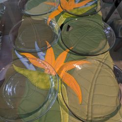 6 Clear Glass Plates 8" 