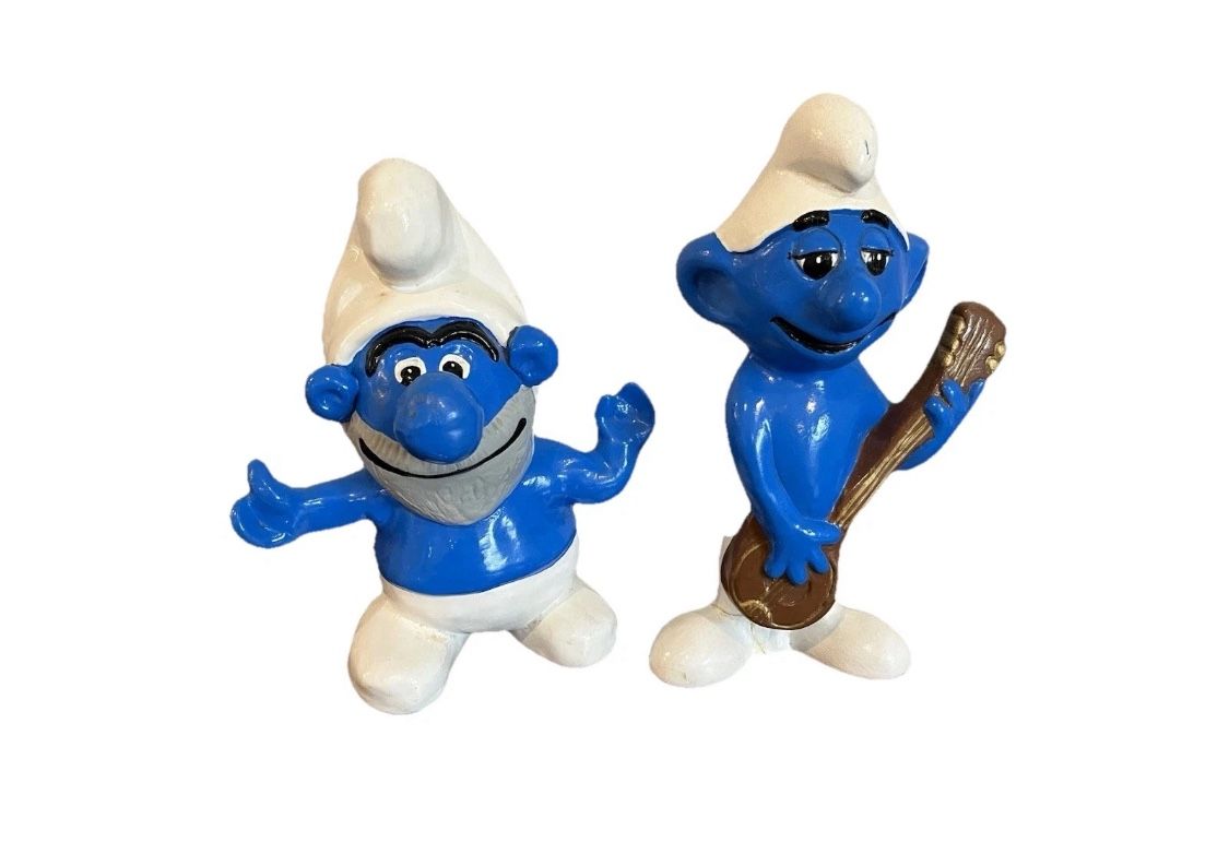 Papa Smurf Ceramic Mold Hand Painted Statues Figure Handmade Vintage 80s Retro