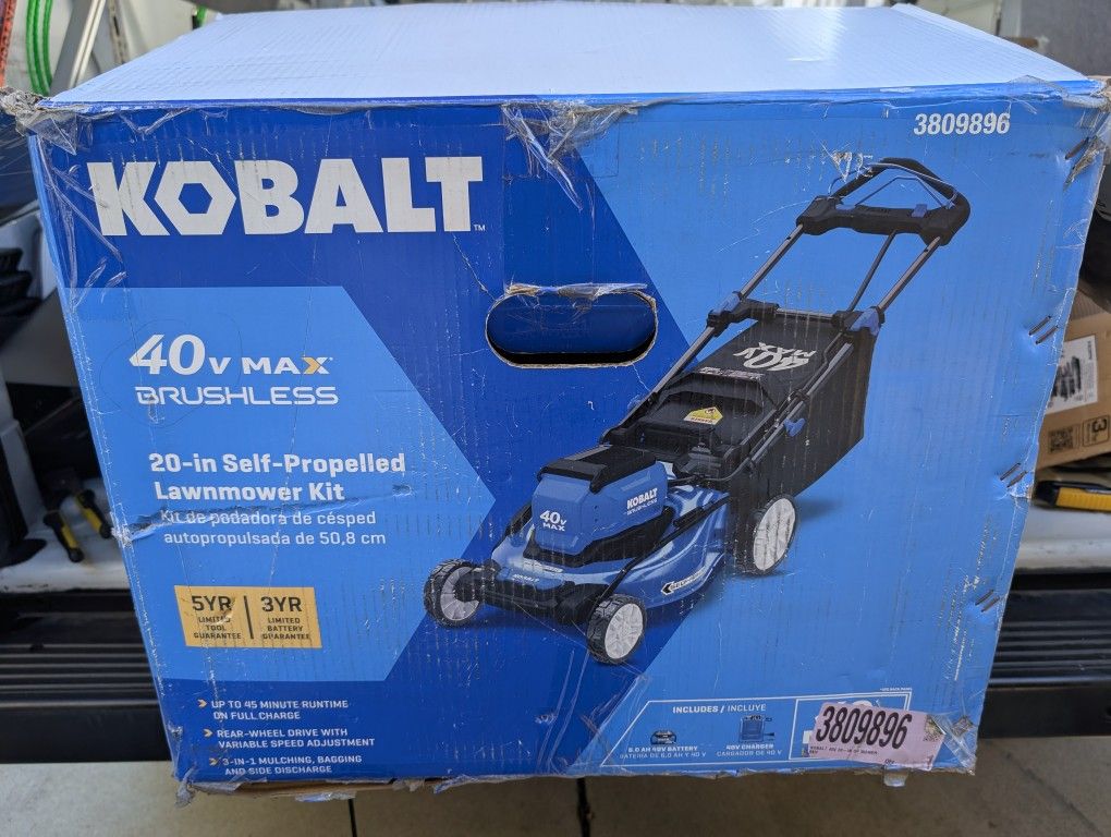 Kobalt Lawn Mower Gen4 20" Push, Battery, Self Walk, Open Box New