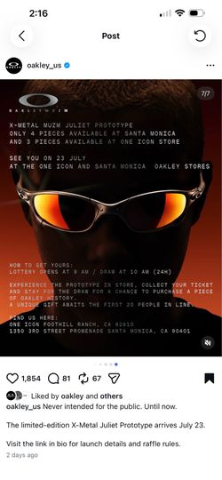 X-Metal MUZM Juliet Prototype w/ Prizm™ Ruby Polarized OO6032-0356 LIMITED 2/20