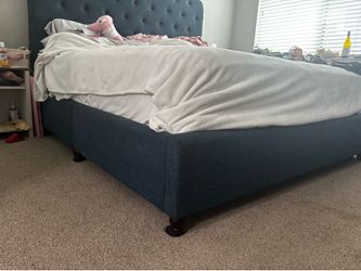 King size headboard, storage bench, Blue