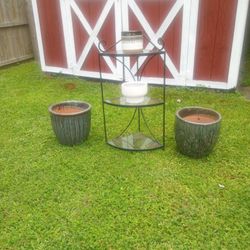 Ceramic pots With glass shelf all together priced for quick sell Pick up only 
