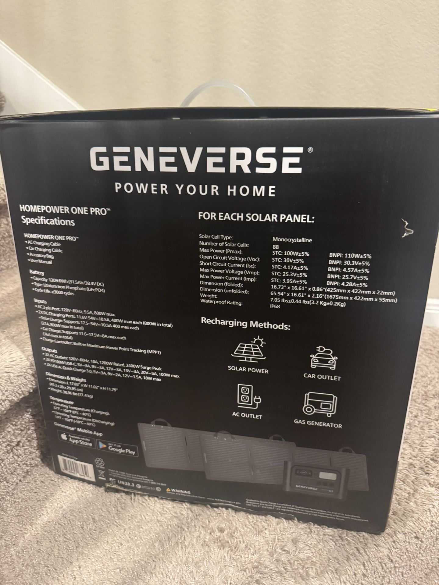 Geneverse 1210Wh Solar Generator Bundle: 1X HomePower