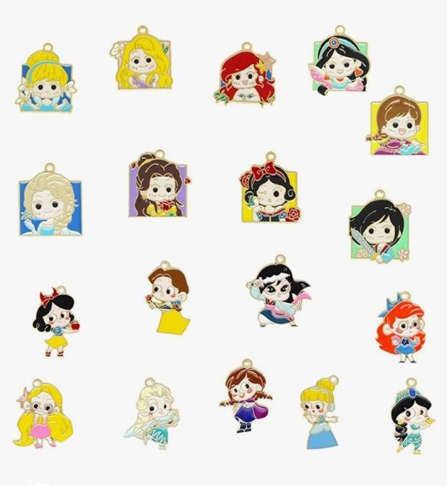 Princess Themed Pendant Anime Enamel Charm Set- 17 Pieces