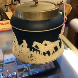 Adams Blue Jasperware Biscuit Jar