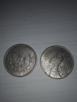 Morgan and peace dollar