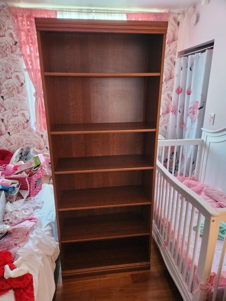 Large Brown Wood Book Shelf/Storage Shelf
