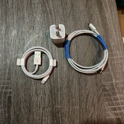 2 Apple Lightning Charging Cords with Plug  box. 