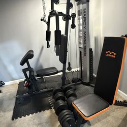 HOME GYM+BENCH+DUMBBELLS