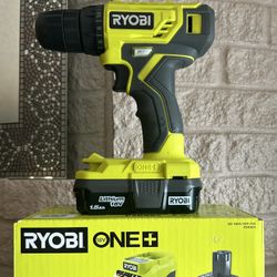 RYOBI 18V One Plus Cordless Drill Driver with Battery AND RYOBI  18V 2Ah Lithium Starter Kit 