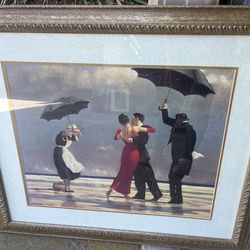 Framed artwork, dancing red dress