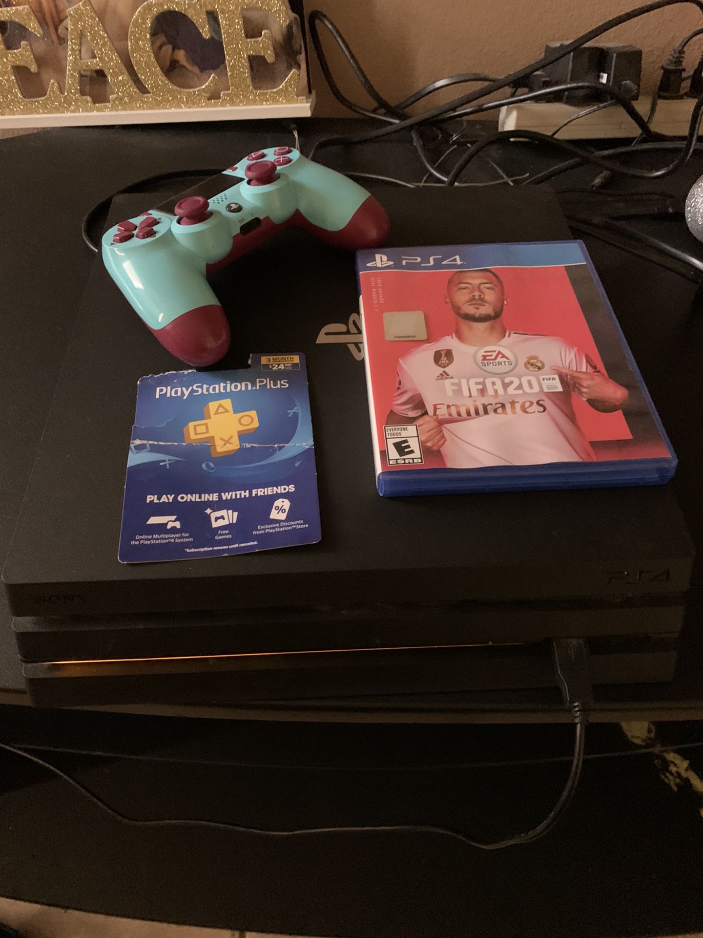 ps4 pro with fifa 20 and 3 month subscription. like new