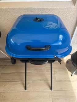 Americana Walk-A-Bout, Original Square Charcoal Grill-100% Pre-Assembled Portable Steel, Blue