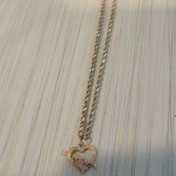 Rope Chain And Heart Pendant 