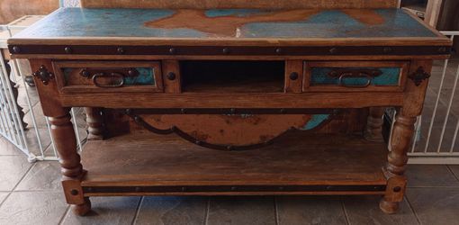 LMT Design Western Rustic Copper TV Stand Console