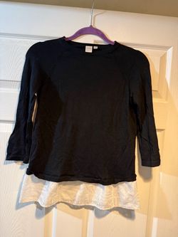Twik Black Top with White Lace Hem