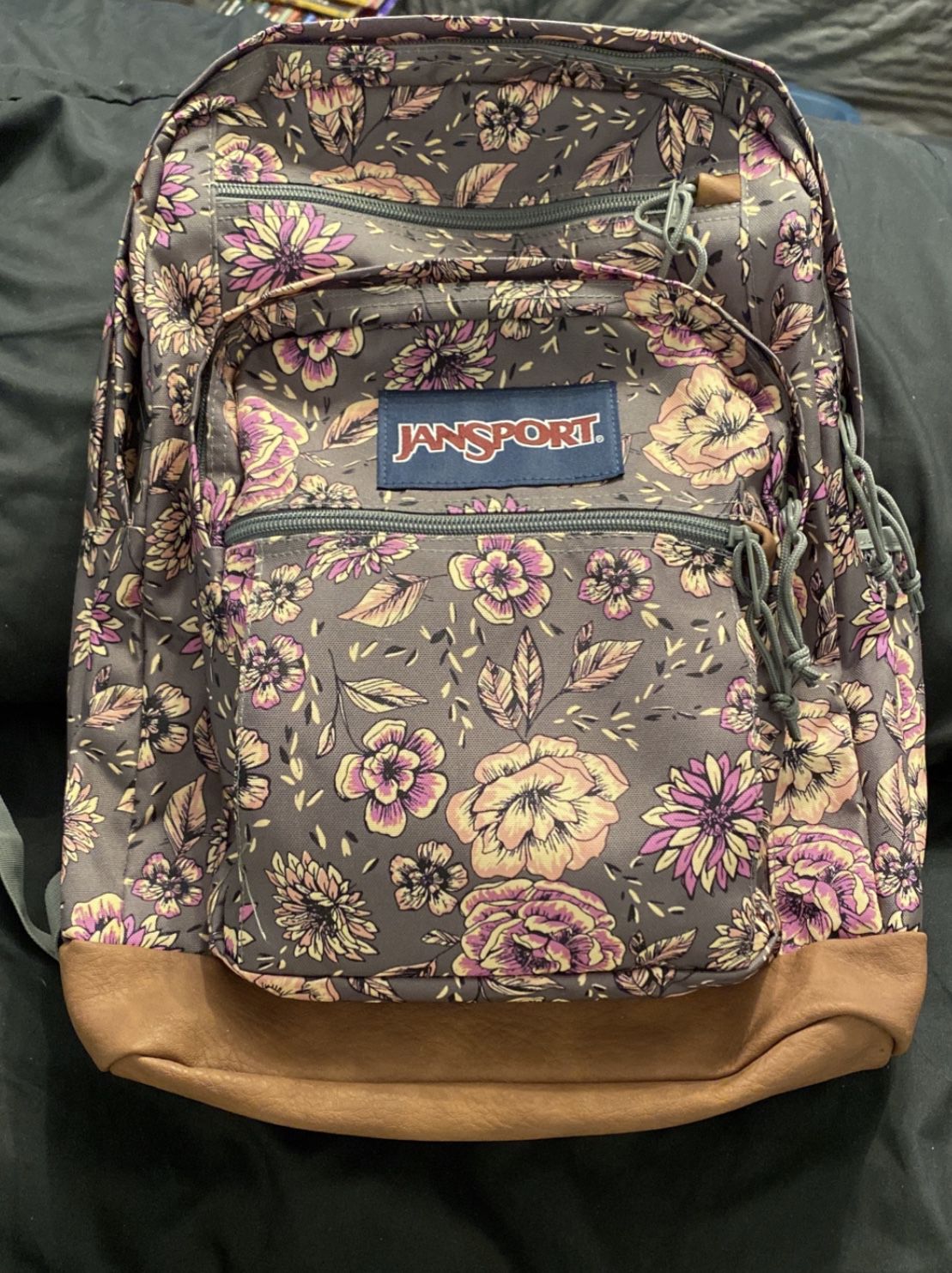 JanSport Big Student Boho Grey Floral Backpack