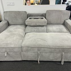 Crazy Offer Now‼️Stunning Grey Pull Out Sectional $599