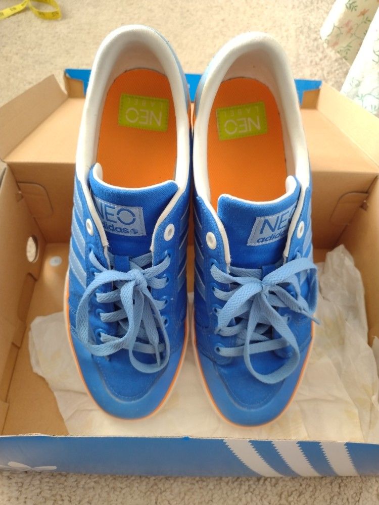 Old School Neo Label Adidas Men's Sz 10 Blue White Orange Shoes