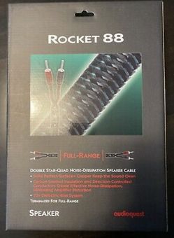 AudioQuest Rocket 88 Full length AQ500 Series Banana to Banana connector 3.0M - 10ft Speaker Cables - Pair with 72V DBS Battery Pack