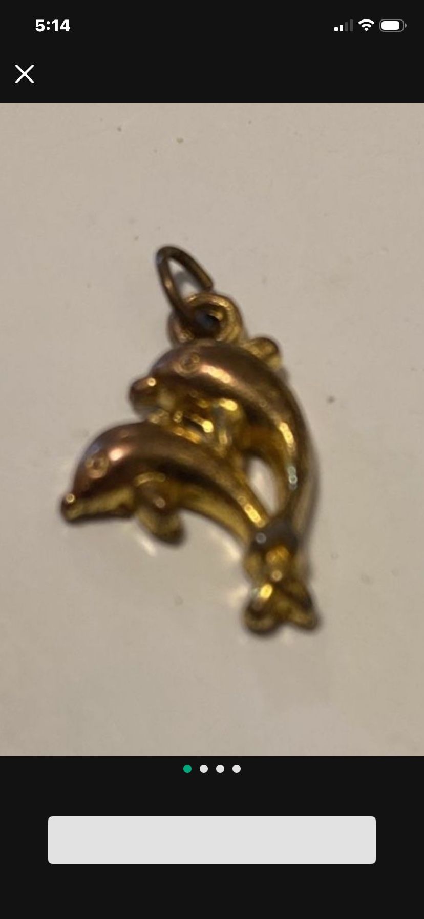 Gold Tone Costume Dolphin Pendant Charm