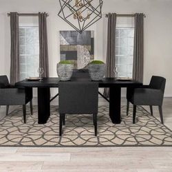 **SALE** Dining Room Set with Double Pedestal Legs and Cushioned Wrapped Chairs