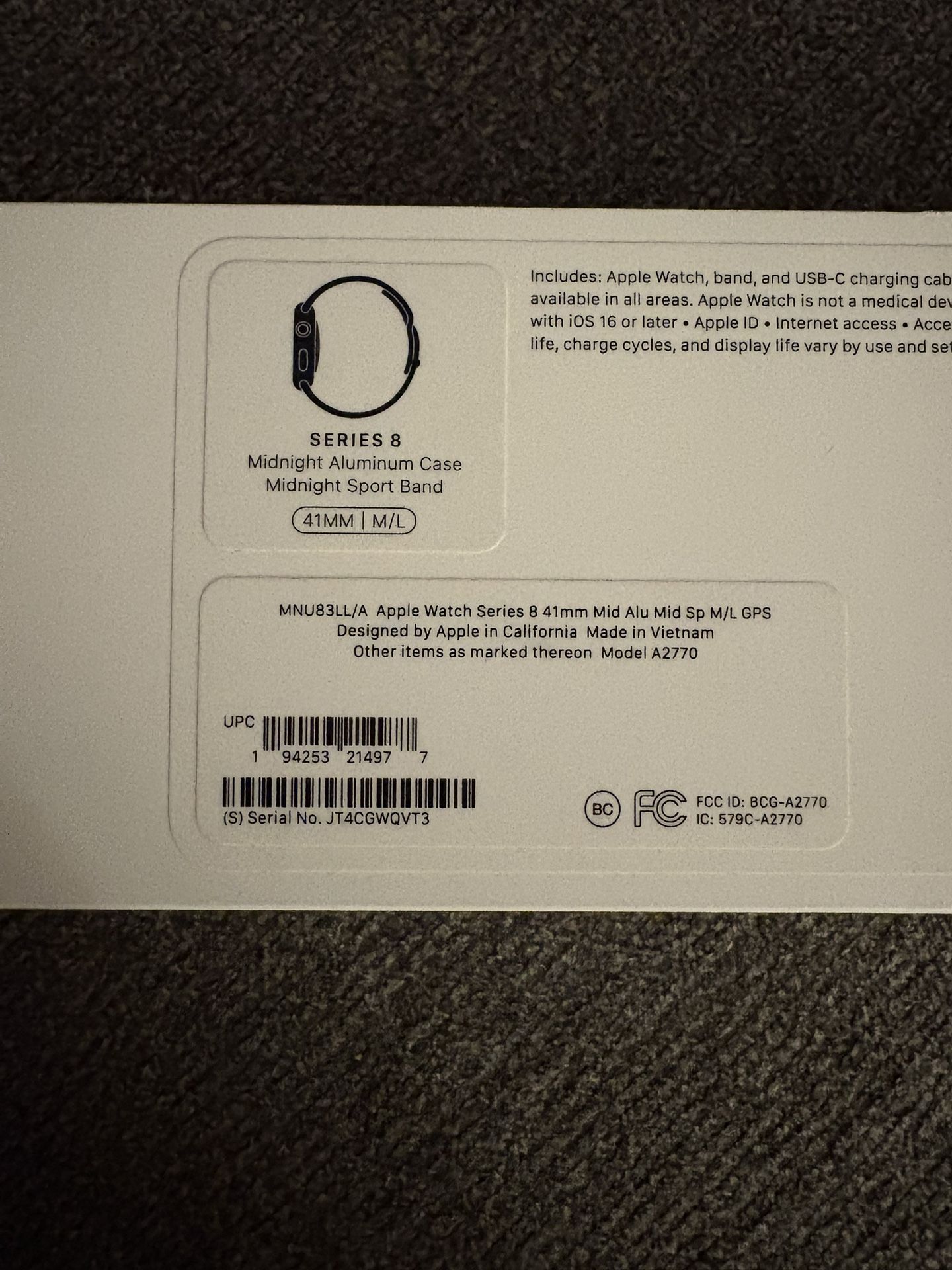 Apple Watch Series 8 - WIFI only
