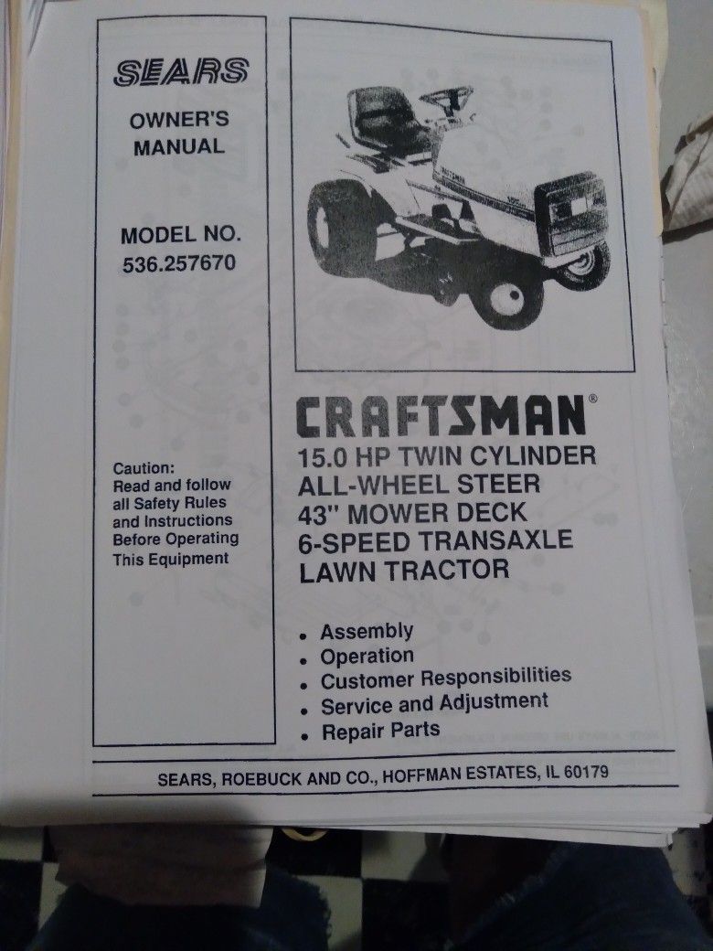 CRAFTSMAN GARDEN TRACTORMOWER DECK