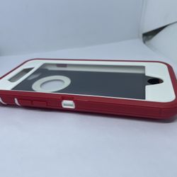For iPhone 7/8 iPhone SE Red With White Full Cover Case With Built In Screen Protector 