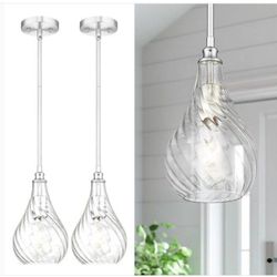 Brushed Nickel Glass 2 Pack Pendant Lights